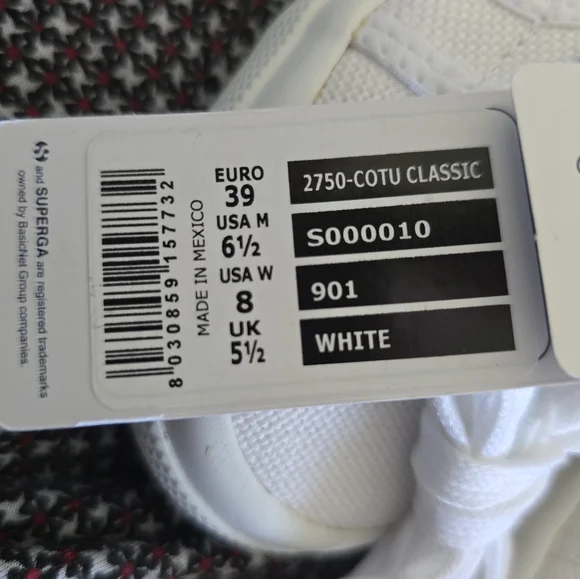 Superga Cotu Classic 2750 White Womens 8 Men 6.5 - Picture 8 of 11